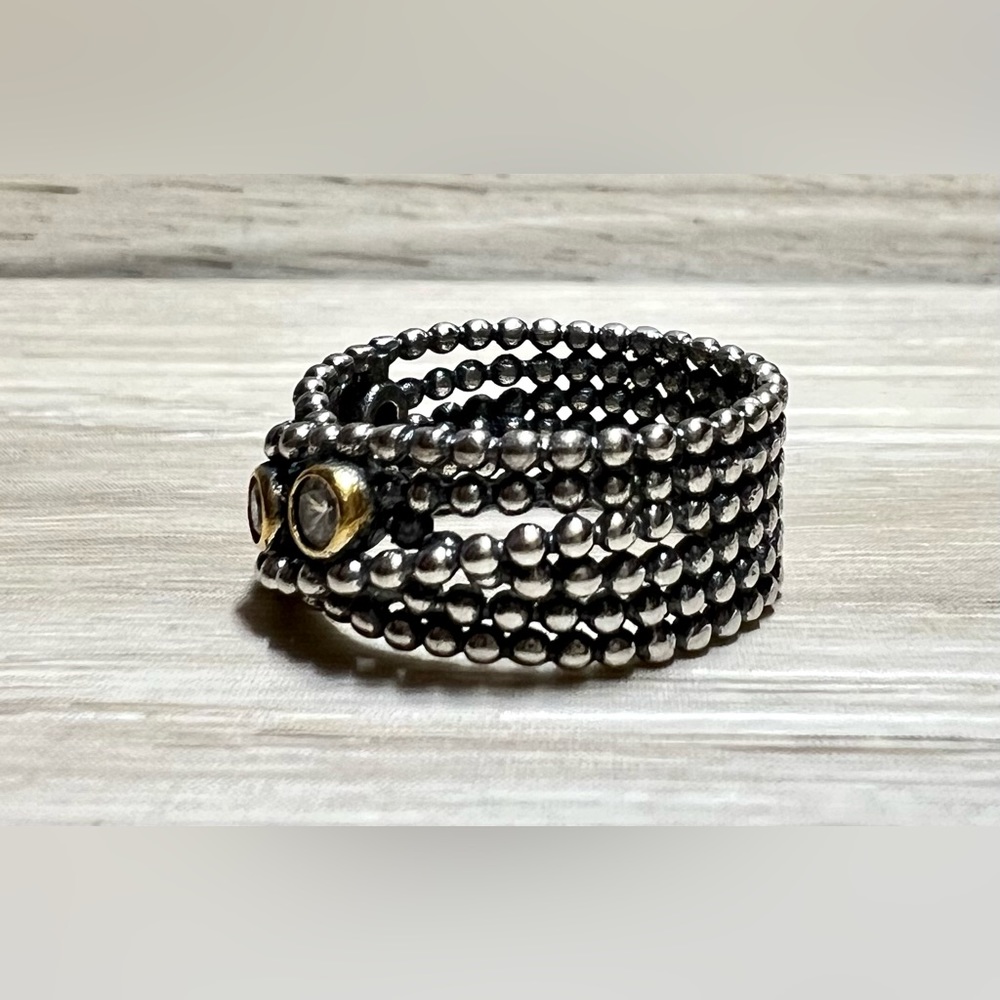 Authentic PANDORA Entangled Beauty Sterling Silver & 14K Gold Diamond Ring - Picture 2 of 9